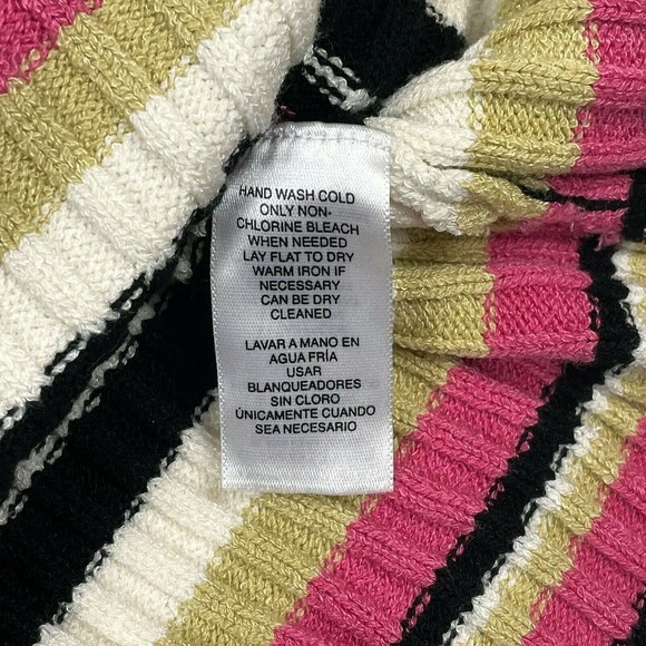 NWT Anne Klein Women's Petite Large Neapolitan Striped Rib Knit Sweater w/ Scarf - Picture 9 of 10